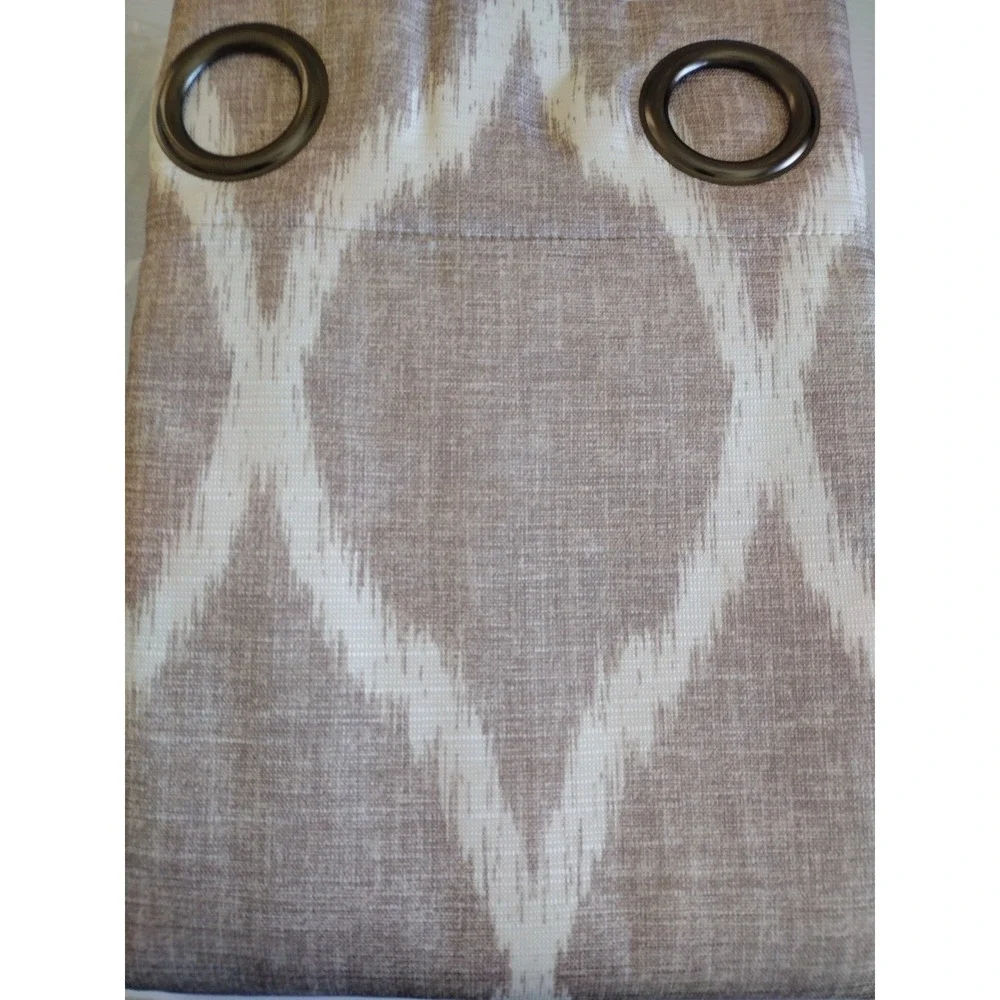 Easton window curtain panel‎ grommets Tan Beige Geometric 2 pack 50x78